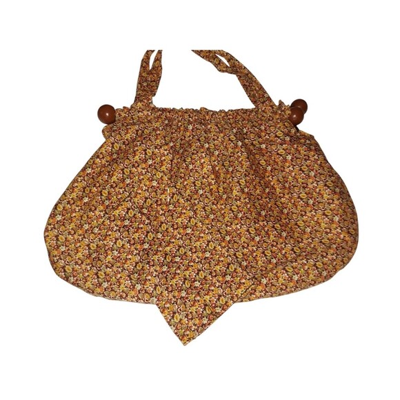 Vintage 1960's Handmade Bag Wooden Dowell Floral Cottagecore Pioneer With Wallet - Picture 3 of 6